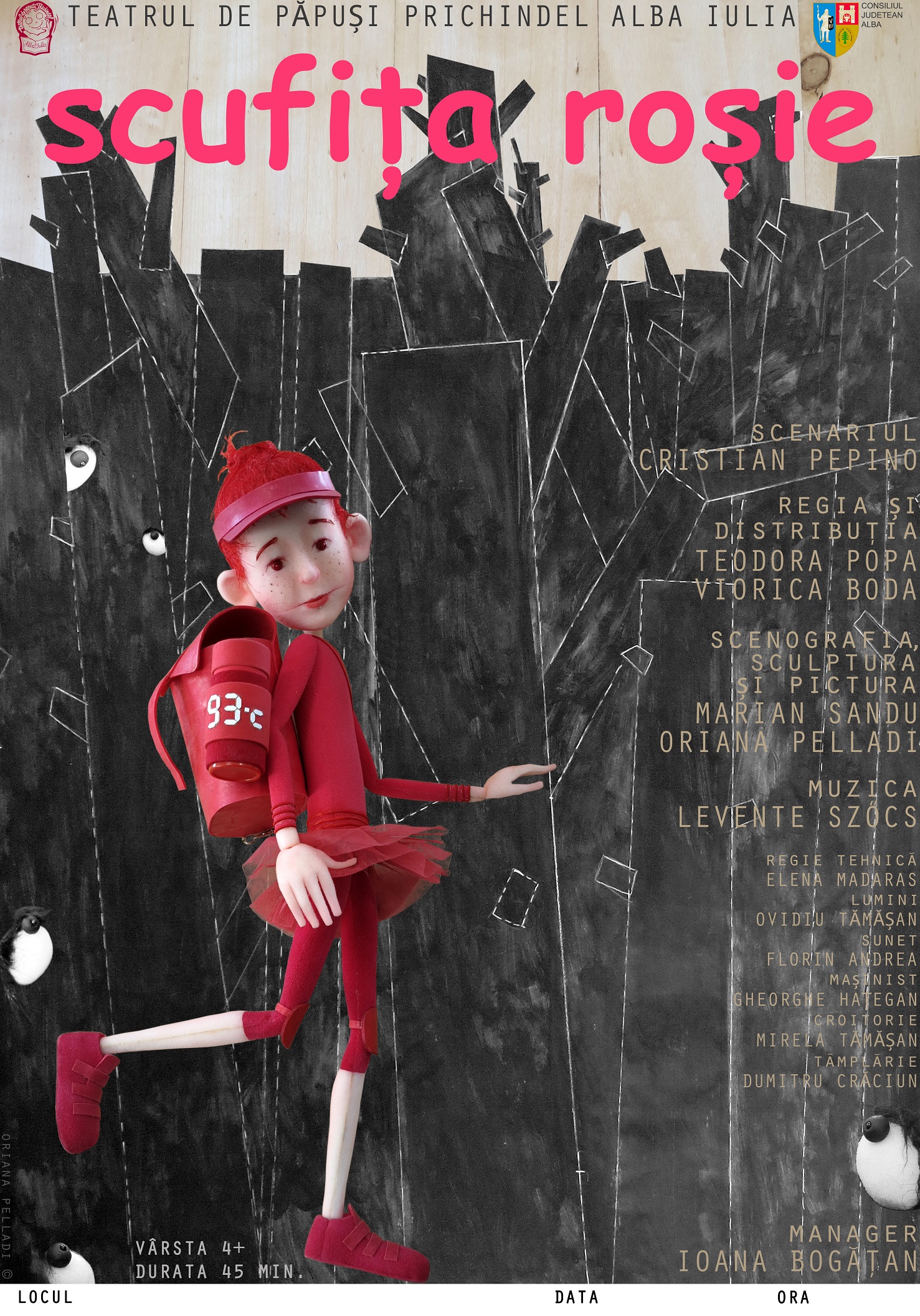 Afisul spectacolului Scufita Rosie, Teatrul Prichindel Alba Iulia